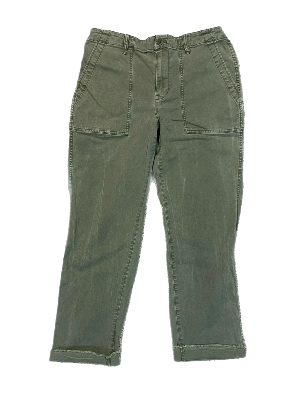 Madewell Womens Olive‎ Green Slim Straight Utility Cargo Pant Cropped Raw Hem 30